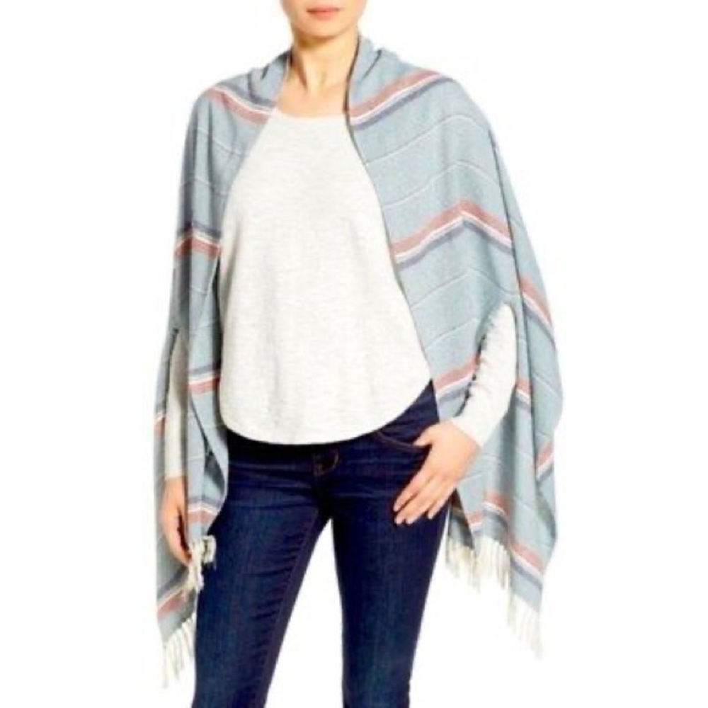 Madewell Striped Baja Cape Scarf Poncho Shawl